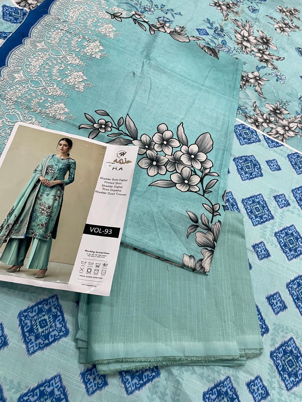 Premium 3-Piece Khaddar (Ferozi)– Elegance in Every Thread.