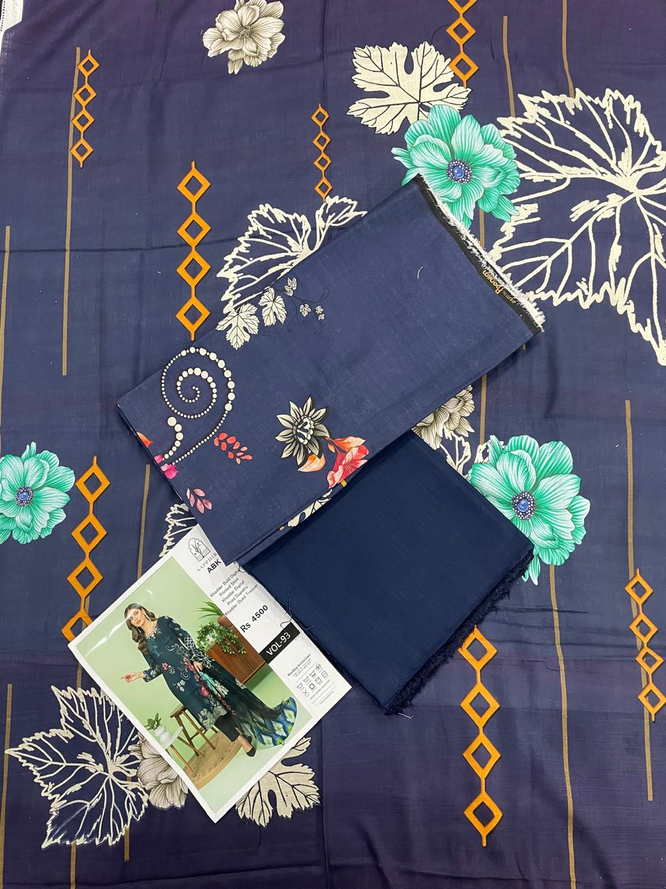 Premium 3-Piece Khaddar (Navy Blue)– Elegance in Every Thread.