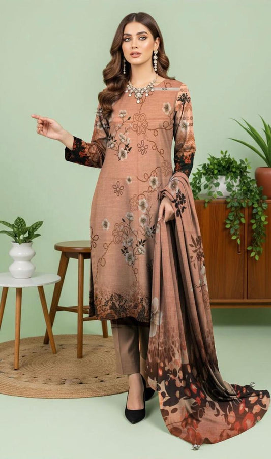 Premium 3-Piece Khaddar (Tan)– Elegance in Every Thread.